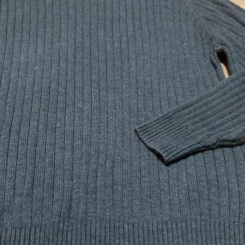 Oscar Dela Renta, gray ribbed cotton/acrylic, sweater size XXL